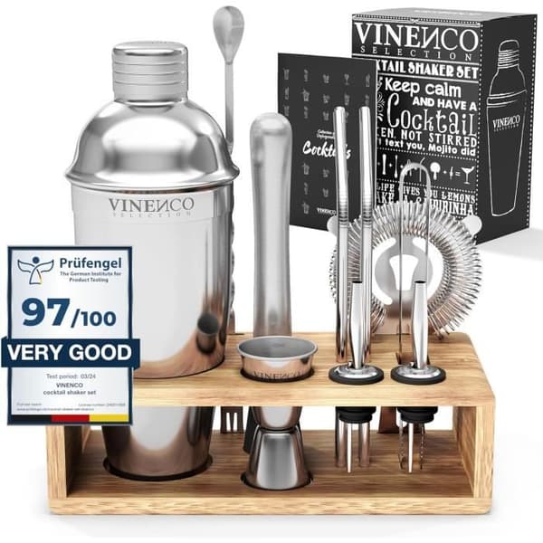 Cocktailshaker-set - VINENCO - 700 ml - Rostfritt stål - 10 delar - Elegant design