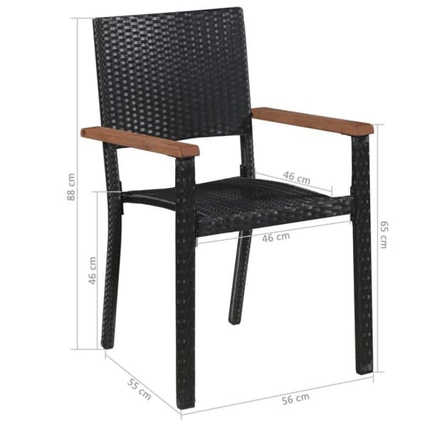 vidaXL Utestol 2 st Poly Rotting Svart