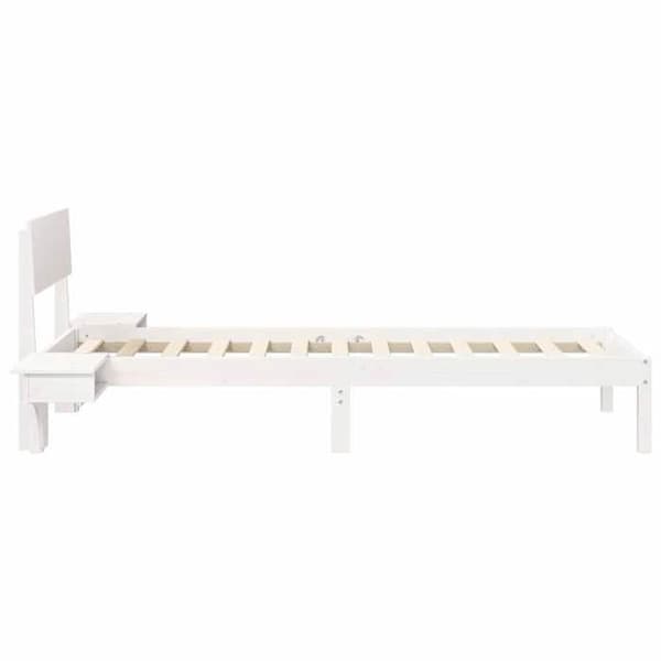 vidaXL Sängram med huvudgavel Vit 75 x 190 cm Massivt furu 873473