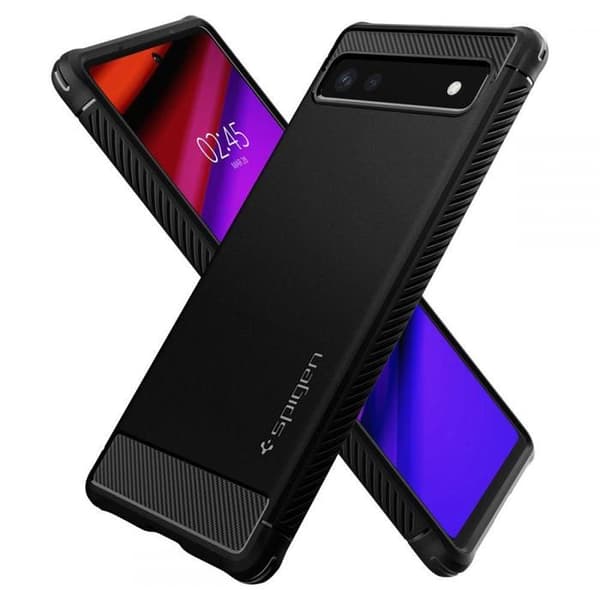 Telefonfodral - SPIGEN - ACS04476 - Matt Svart - Kompatibel med Google Pixel 6a - Optimalt skydd