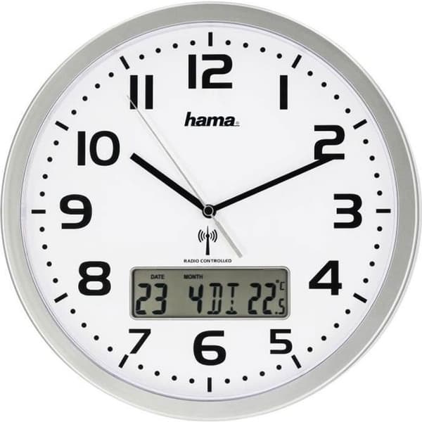 Väggklocka - HAMA - Extra - Analog visning - Temperaturindikator - Vit