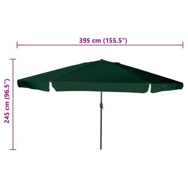 Trädgårdsparasol ø395x245 cm Grön
