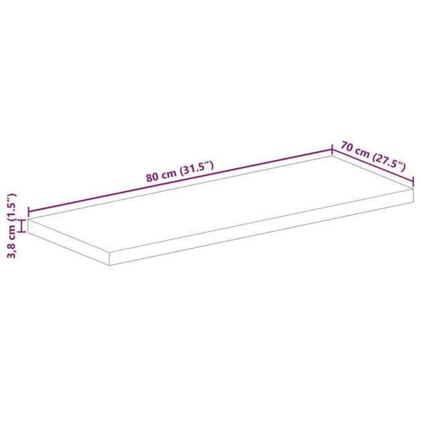 vidaXL Bordsskiva 80x70x3,8 cm rektangulär massiv mangoträ 371670