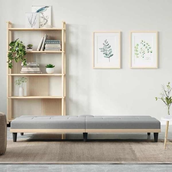 vidaXL Bäddsoffa med Mugghållare Ljusgrå Tyg 351863