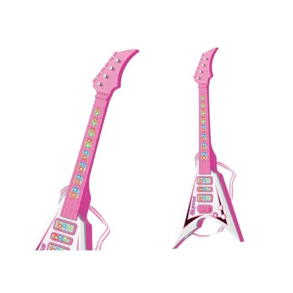 Barn Elgitarr Rosa Med Ljus Och Melodier