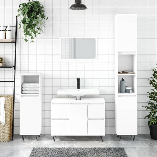 vidaXL Badrumsskåp Vit 80x33x60 cm Konstruerat trä 831652