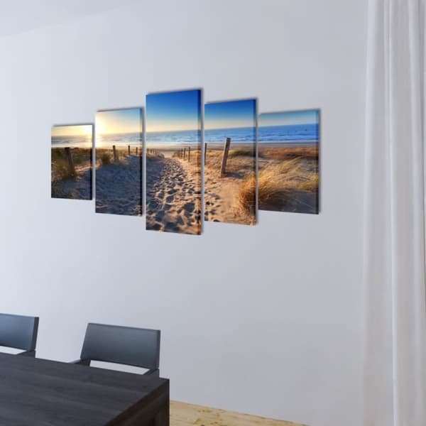 Set med tryckta väggdukar Sandstrand 100 x 50 cm