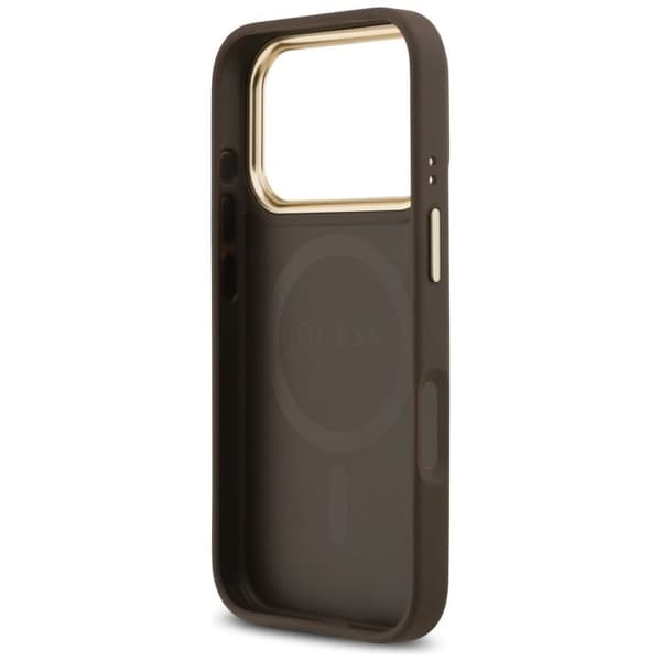 Coque Guess Hardcase 4G Strass Logo MagSafe för iPhone 17 Pro - Brun
