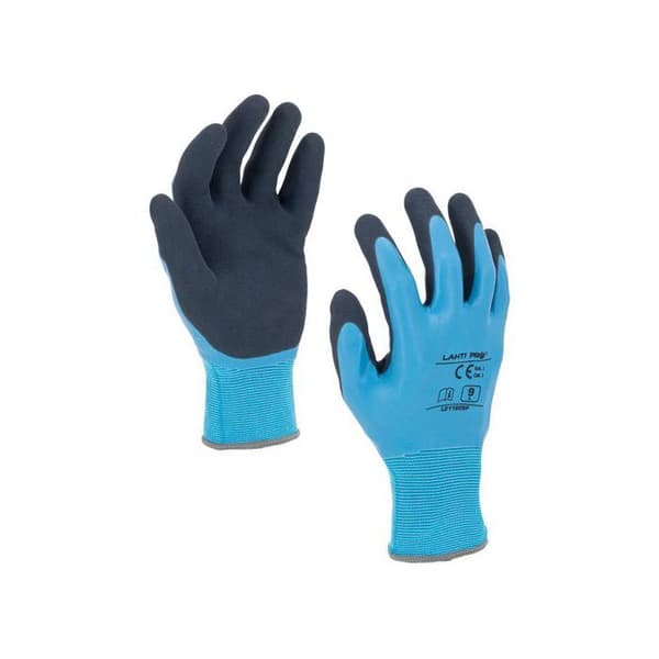Blå latexhandskar L211908P, kort, "8", CE, LAHTI