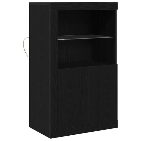 Buffé med LED-ljus Svart ek 60,5x37x100 cm