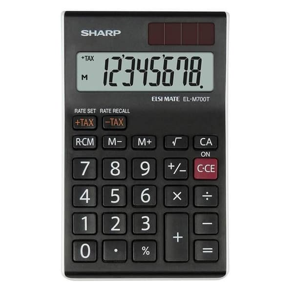 Skrivbordskalkylator - Sharp - Elsi Mate EL-310WB - 8 siffror - Solpanel - Vit