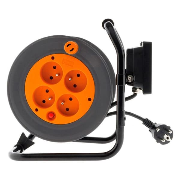 Elutdragare 4 x 2P+T + LED-strålkastare 15m - Orange - Zenitech