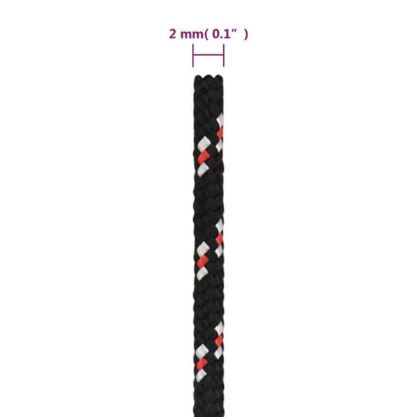 152317 vidaXL Båtrep Svart 2 mm 25 m Polypropen