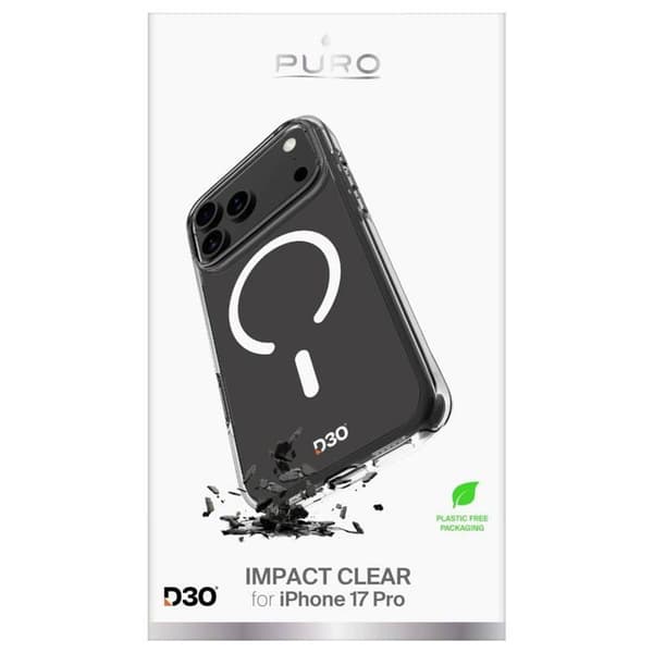 PURO Coque Impact Clear D3O® Bio för Apple iPhone 17 Pro – Transparent