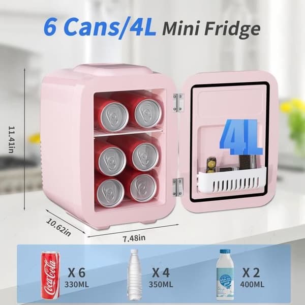 YASHE Mini kosmetikkyla 4 L portabel - CA/CC, tyst, rosa