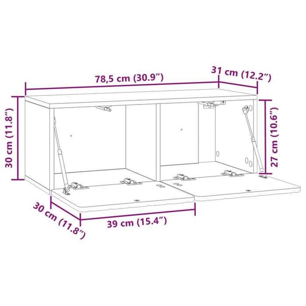 vidaXL Väggmonterad TV-möbel Väggmontering Vit glansig 78,5 x 31 x 30 cm 898379