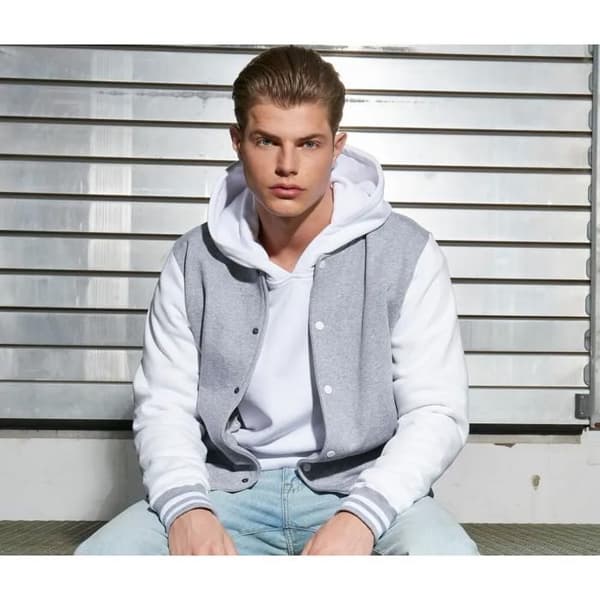 Bomber baseball Bygg ditt varumärke College - heather grey / vit
