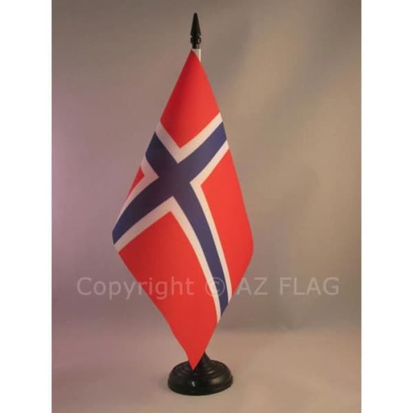 Bordflagga - AZ FLAG - Norge 21x14 cm - Polyester - Svart plastfot - Rektangulär