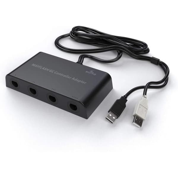 Controller-adapter - Nintendo - GameCube - 4 portar - Kompatibel med Wii U - USB Svart
