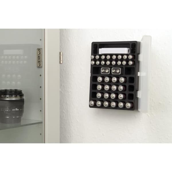 Batteriförvaringsbox med batteritestare