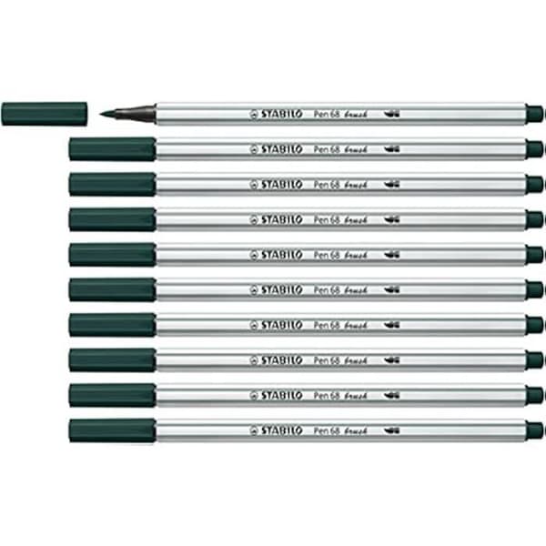 Penselpennor - STABILO - Pen 68 pensel - Grangrön - Tio-pack