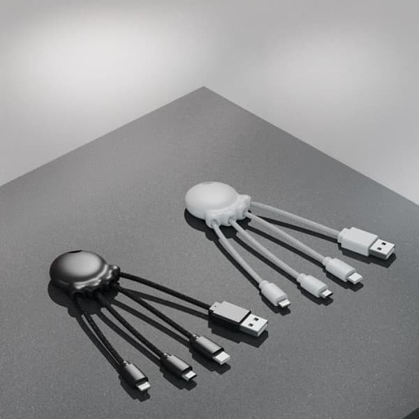 Laddkabel - XOOPAR - Octopus OBP - Multi-anslutningar USB/USB-C/Lightning - Fickformat - 2 års garanti