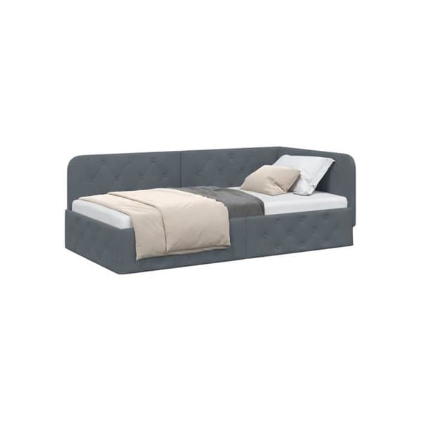 Vinkel sängram i sammet - vidaXL - Mörkgrå - 100x200 cm - L-formad design - Mångsidig bäddsoffa