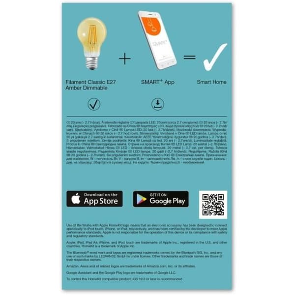 LEDVANCE Smart+ Bluetooth Glödlampa STANDARD FIL OR 60W E27 VARIABEL EFFEKT