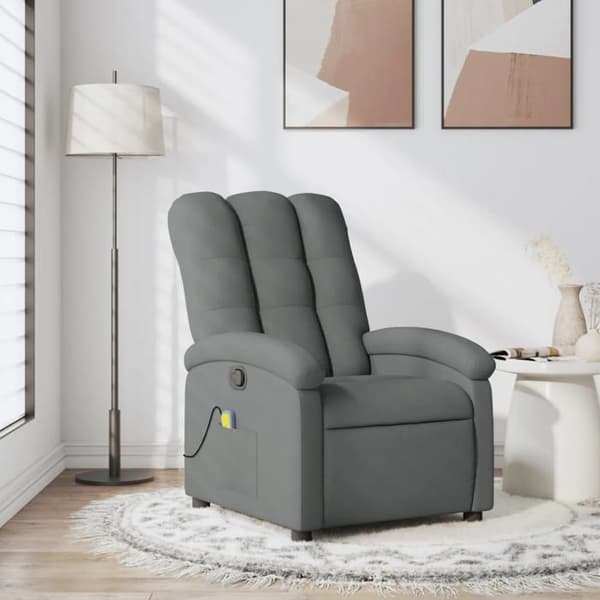 vidaXL Liggande massagestol Mörkgrå tyg 371740