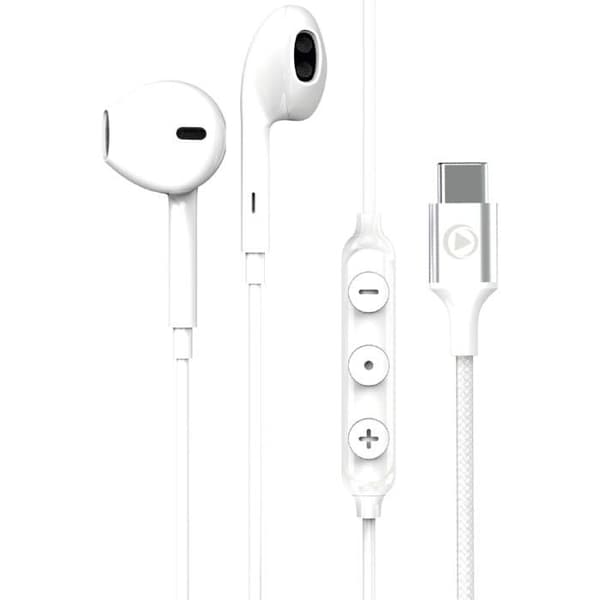 Trådade hörlurar Force Play KP USB-C-knapp Vit