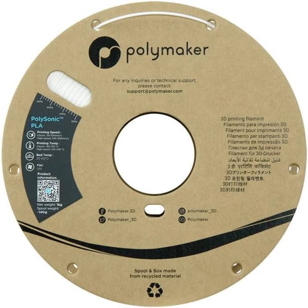 Filament PLA - POLYMAKER - Hög Hastighet - Svart - 1.75mm - FDM Utskrift