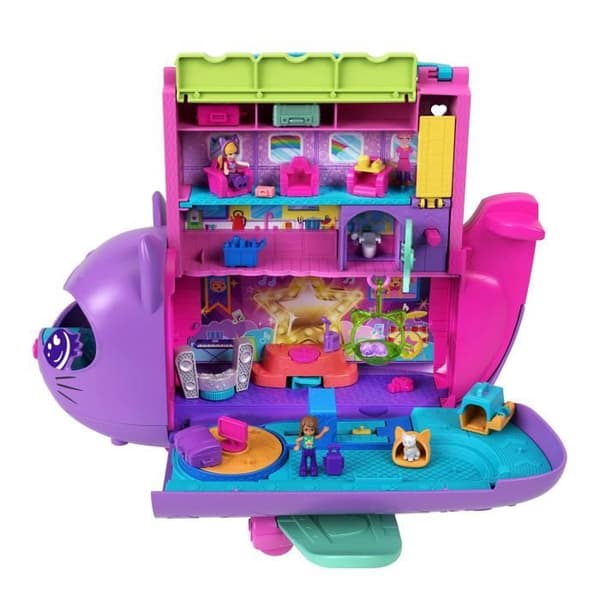 Polly Pocket-Transformable Kitten Airplane-Box med 2 minifigurer HWP19