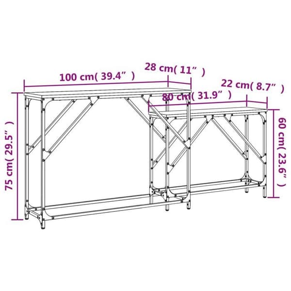 vidaXL häckande konsolbord 2 st Sonoma Oak Engineered Wood 837803