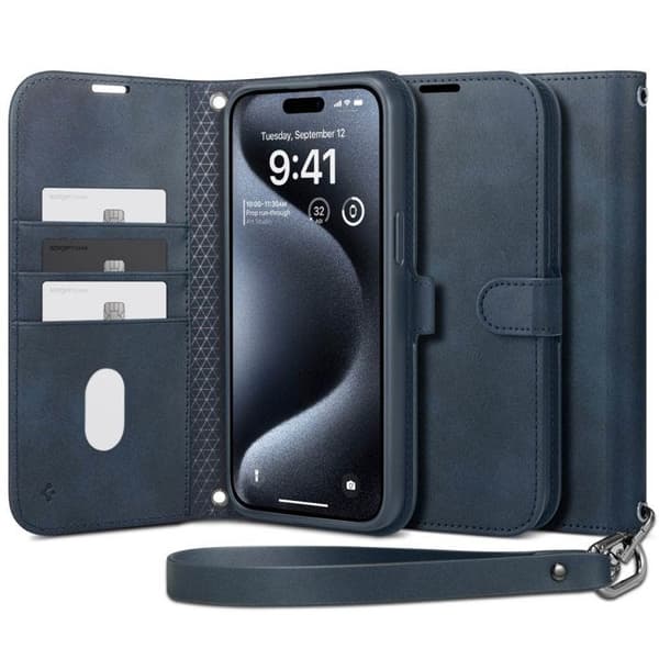 Coque för iPhone 15 Pro - Spigen Wallet S Pro - Marint