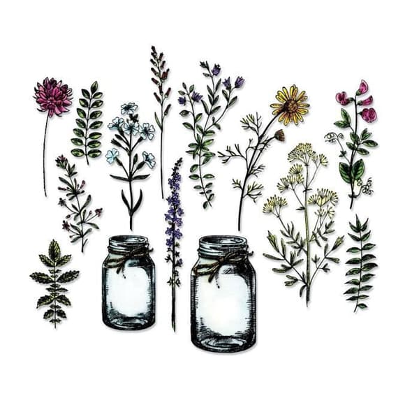 Sizzix Tim Holtz Set med stansar Blomkruka 16 st - Thinlits för scrapbooking