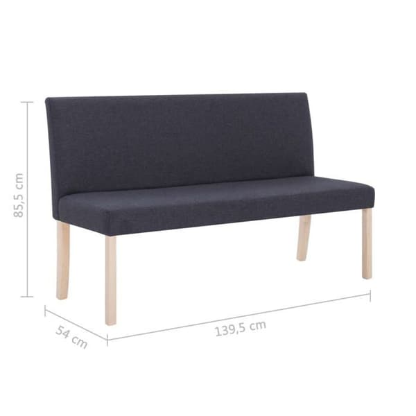 vidaXL Bänk 139,5 cm Mörkgrå Polyester 281334