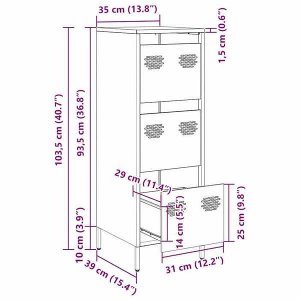 vidaXL Buffé hög rosa 39x35x103,5 cm stål 851401
