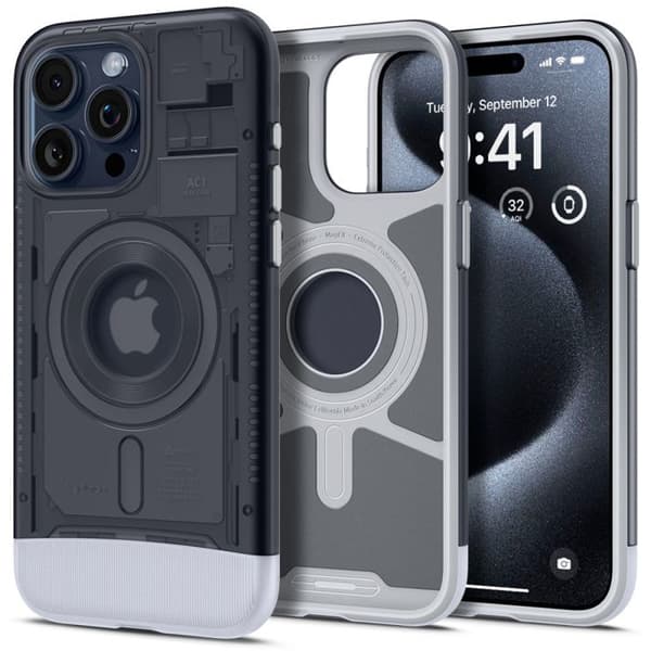 Skyddsfodral för iPhone 15 Pro - Spigen Classic C1 MagSafe - Grafit
