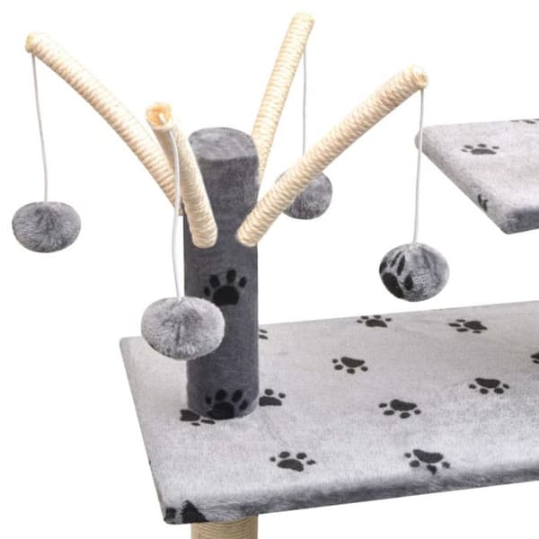 vidaXL Cat Tree and Scratching Post Sisal 125 cm Paw Prints Grå