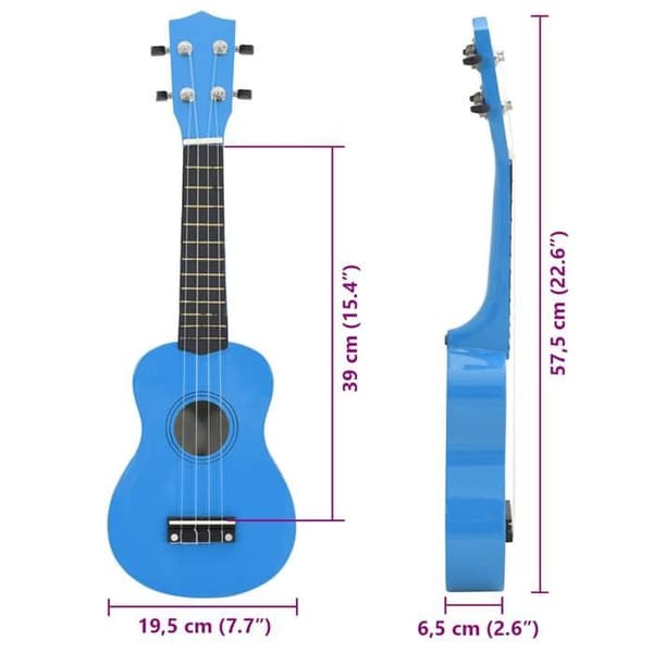 vidaXL Soprano Ukulele Set med väska för barn 23" Azurblå