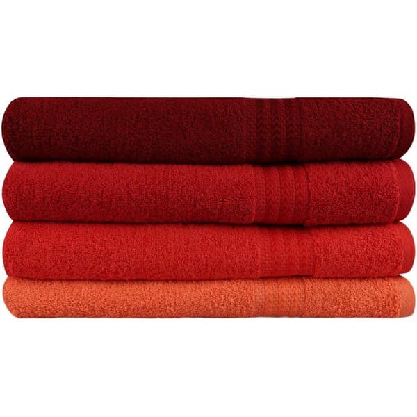 Set om 4 badhanddukar - 70 x 140 cm - Orange