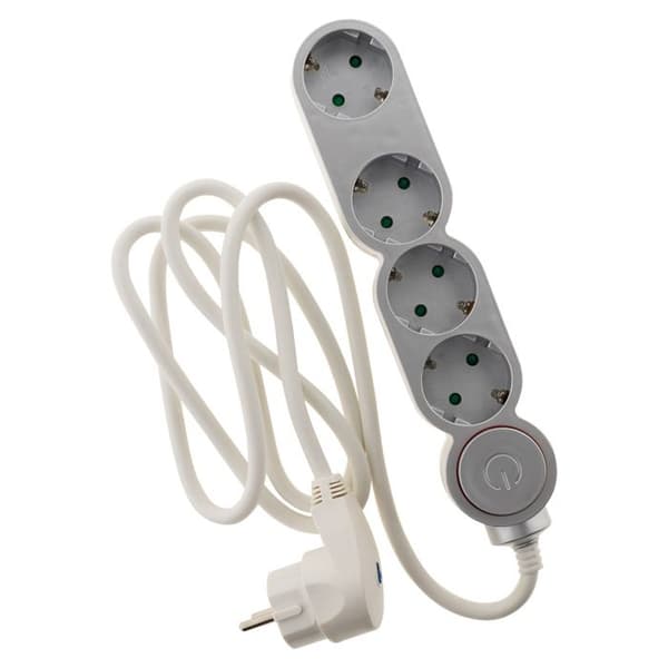 Multikontakt + strömbrytare 4 Schuko-kontakter 16A - Grå - Zenitech