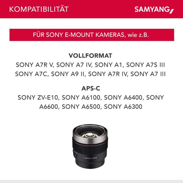 SAMYANG Objektiv V-AF 75mm T/1.9 Sony E