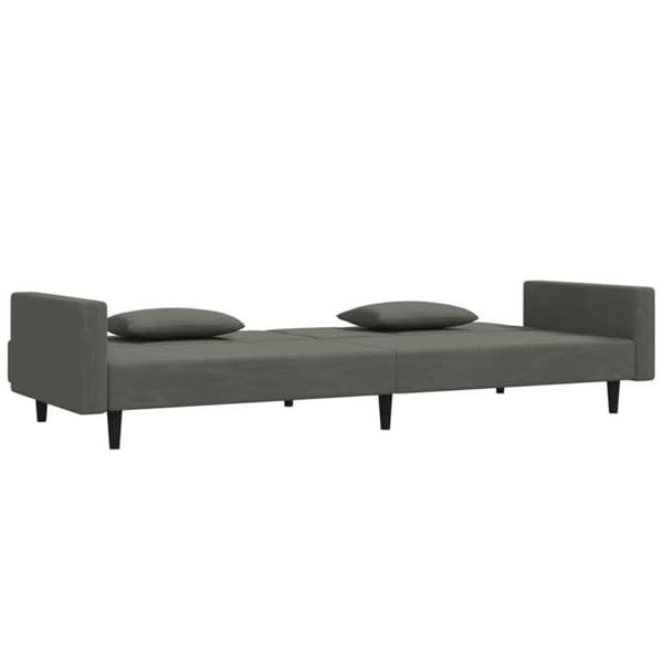 vidaXL 2-sits bäddsoffa med två kuddar mörkgrå sammet 375817