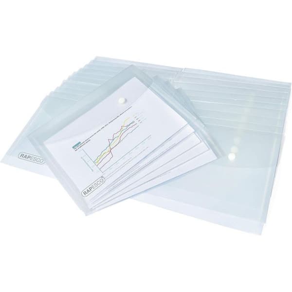 Dokumentfickor - Rapesco - A5 - Transparent - 50-pack - Lock med tryckknapp