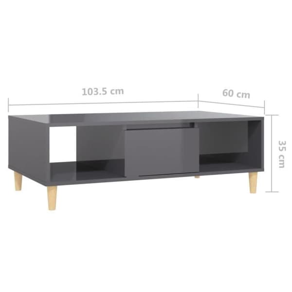 vidaXL Soffbord Blank Grå 103,5x60x35 cm Spånskiva