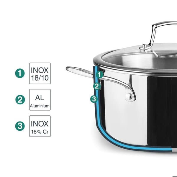 Kastrull lösning Lacor Trichef - Silver - 3 L
