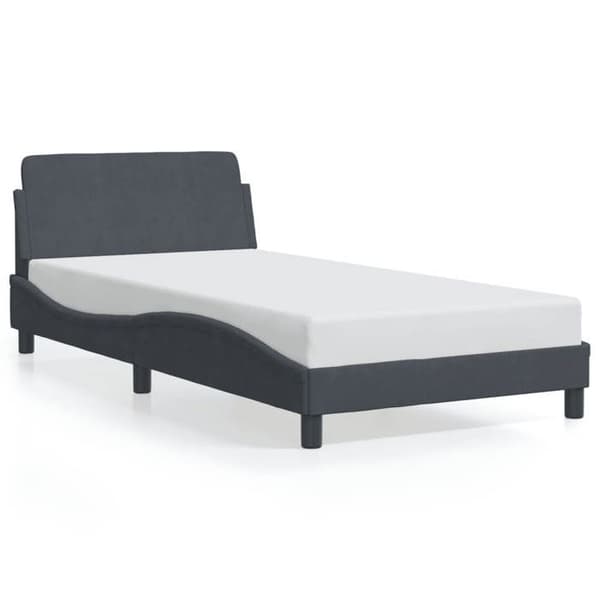 vidaXL Dover sängram mörkgrå 100x200 cm sammet 373133
