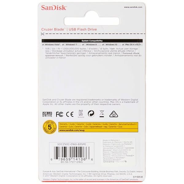USB-nyckel - SANDISK - Cruzer Blade - 16 GB - Rosa