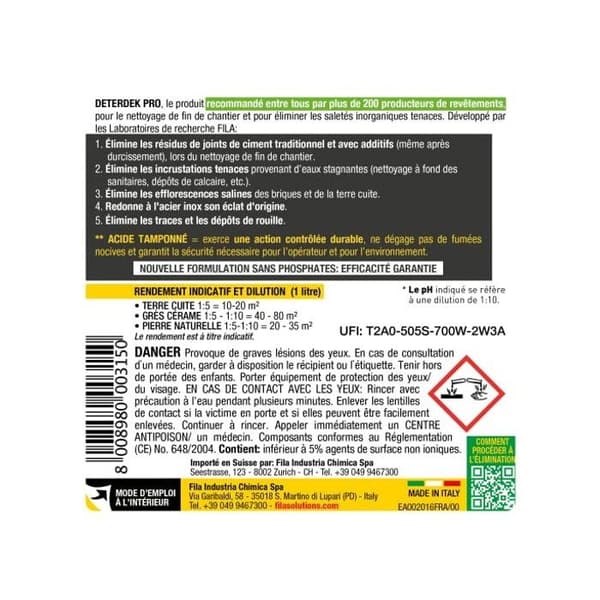 Deterdek pro städning av slutet av byggarbetsplatsen, 1 liter flaskor